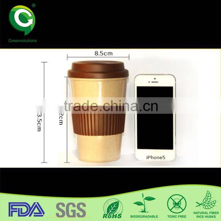 Biodegradable big size rice husk paper fiber coffee cup