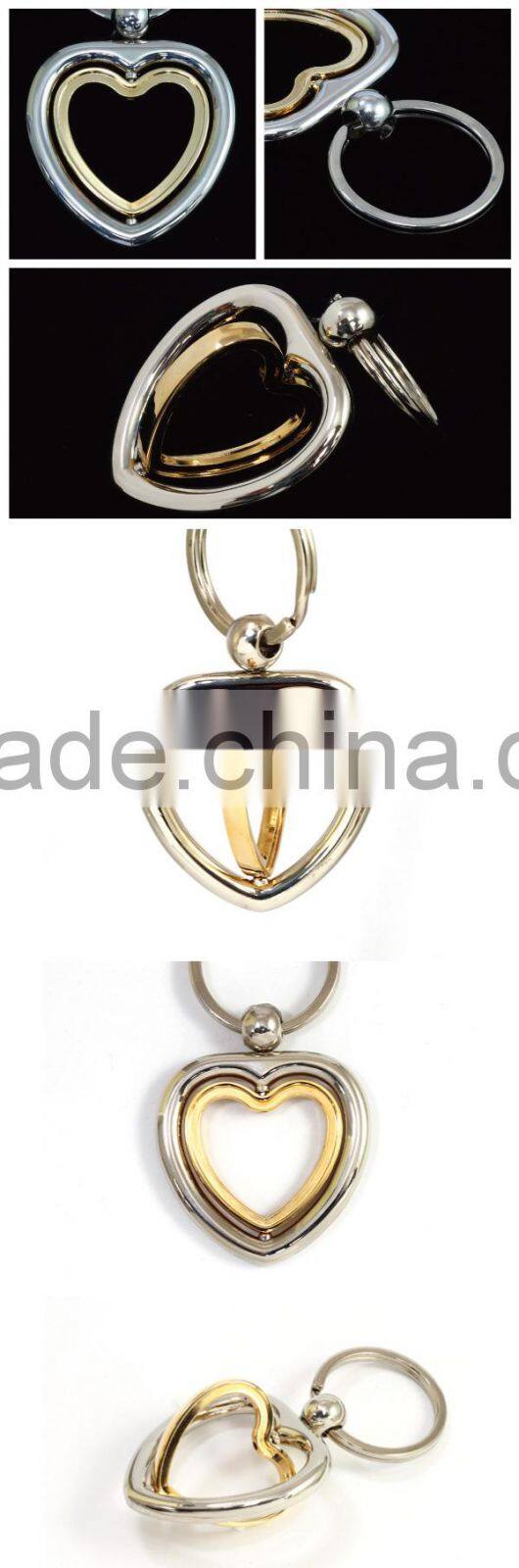 High qulaity fashion design heart shape spinning keychain