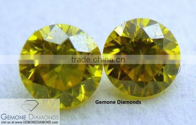 ROUND CUT LOOSE FANCY COLOR NATURAL YELLOW DIAMONDS
