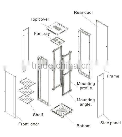 FU YUAN EM serials 19'' standard glass door network cabinet FY-EMG