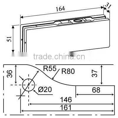 Glass door top patch fitting