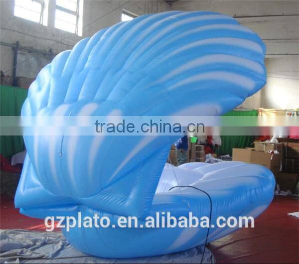 Decorative blue inflatable seashell inflatable replica model with led light for display