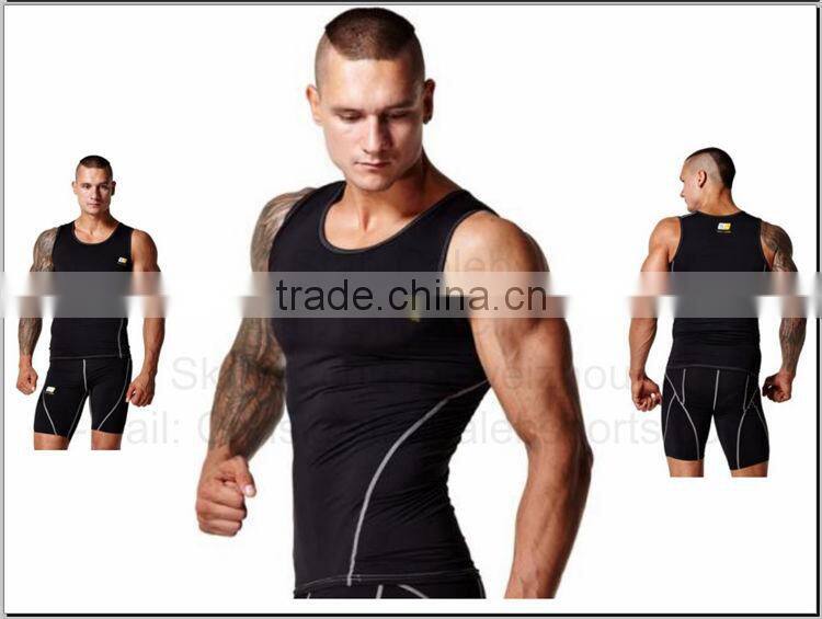 Custom Men's Compression Vest Fitness tights Bodybuilding tights Keeping Fit tights Gym tights Slim fitting Spandex underwear