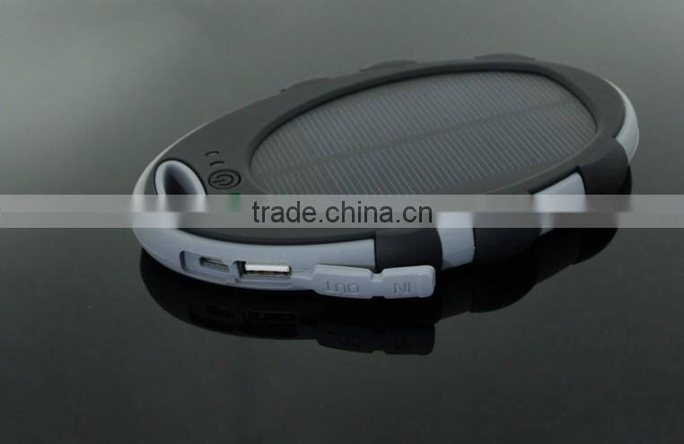 5000mAh Waterproof Solar Power Bank Dual USB Backup External Battery Charger for iPhone Samsung HTC Huawei Xiaomi Cell Phones