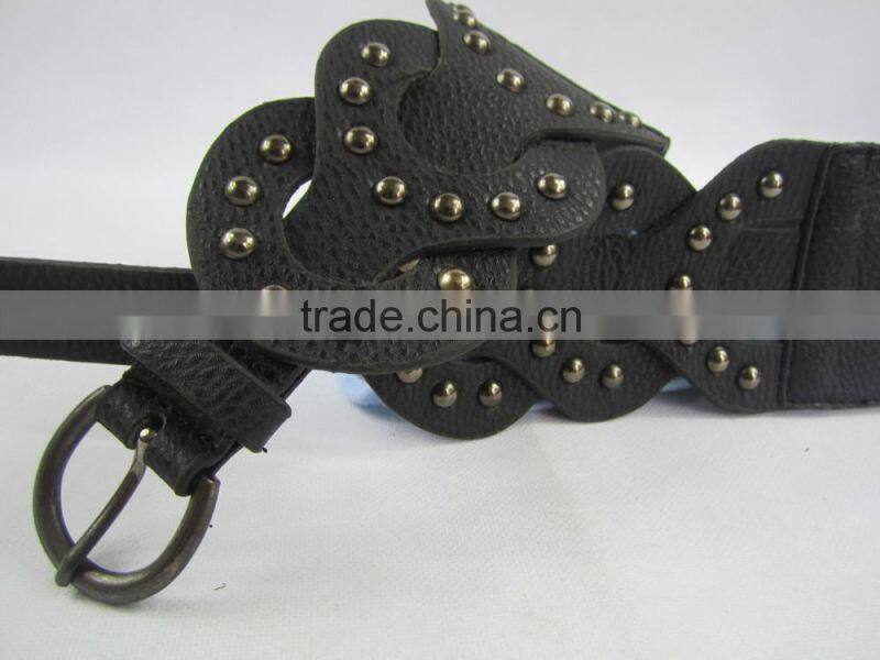 2016 new PU elastic with stud belt for women dress