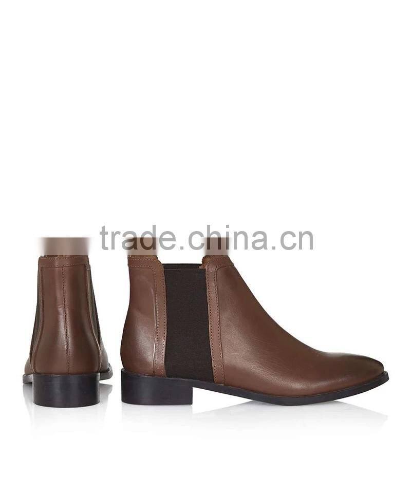 2016 top hot fashion high quality camel color pu upper chelsea style women ladies boots