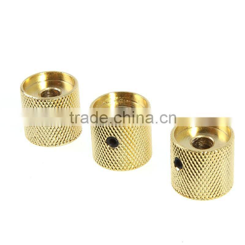 3PCS Gilded Metal Dome Knobs Knurled Barrel for Electric Guitar Parts Gold