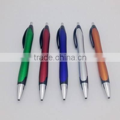 promotion click action plastic ball pen with black grip, spray paint barrel