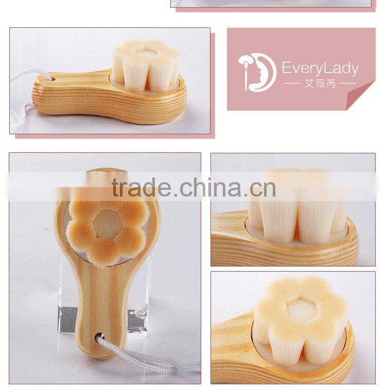 New design portable wooden handle facial cleansing brush