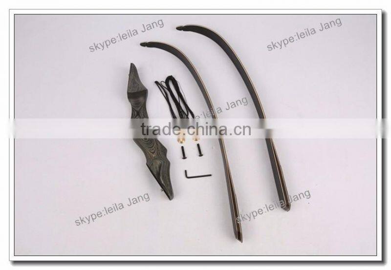 Black Archery Hunting Recurve Bow with wooden Riser for wholesale