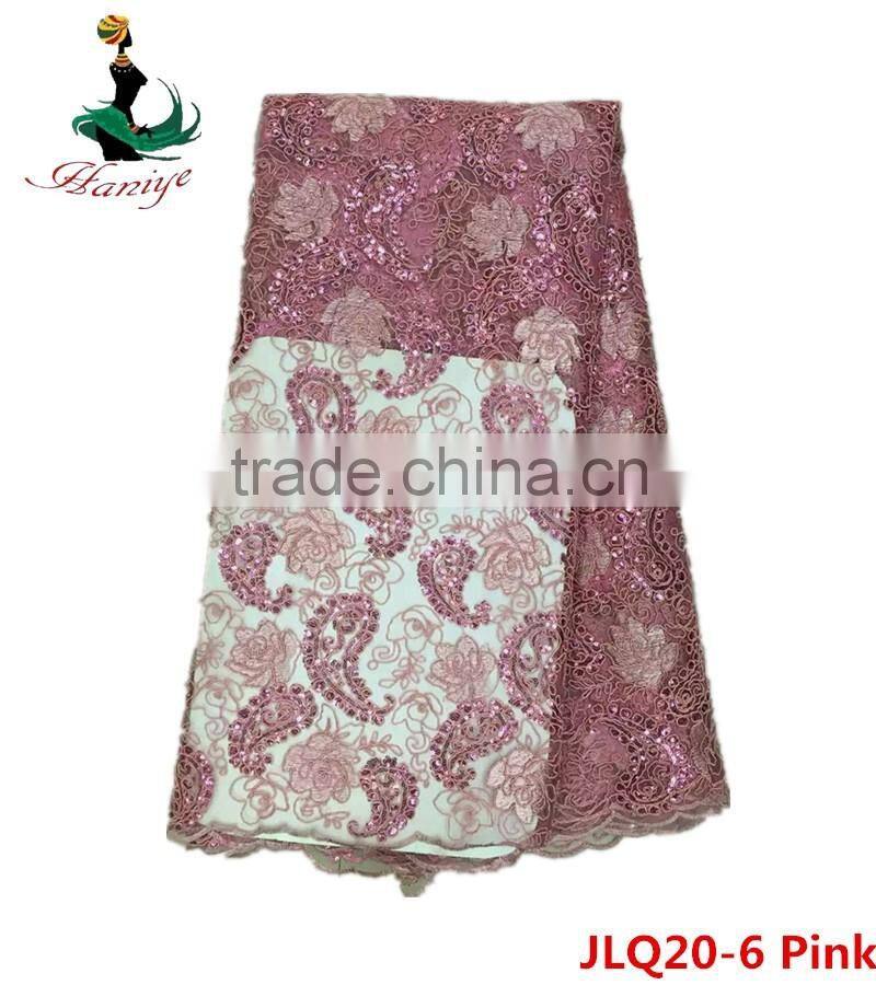 Haniye JLQ20-1/Newest african net lace with sequins high quality african tulle lace fabric