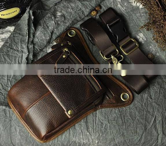 Best quality handmade mens bag genuine leather waist bag for sports