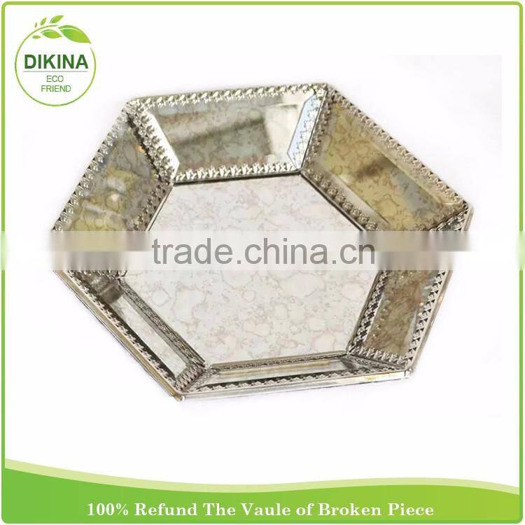 Monogrammed Ring Dish Hexagon Silver Gold White Gift Jewelry Display Organiser Stained Geometric brass glass metal food tray