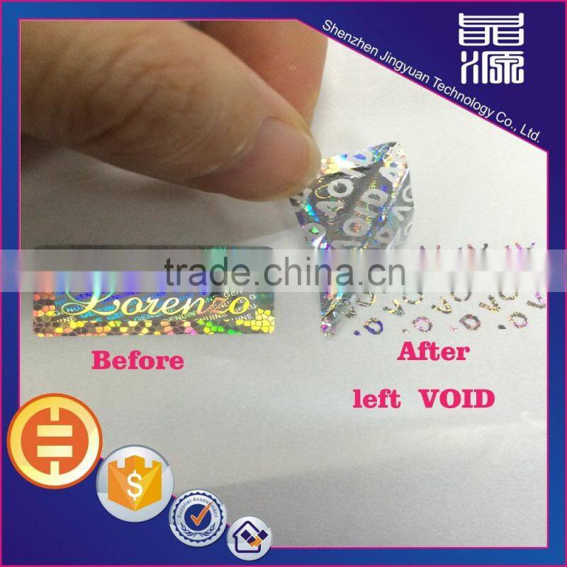 Tamper Proof Anti-counterfeit 3D custom disposable void hologram sticker label
