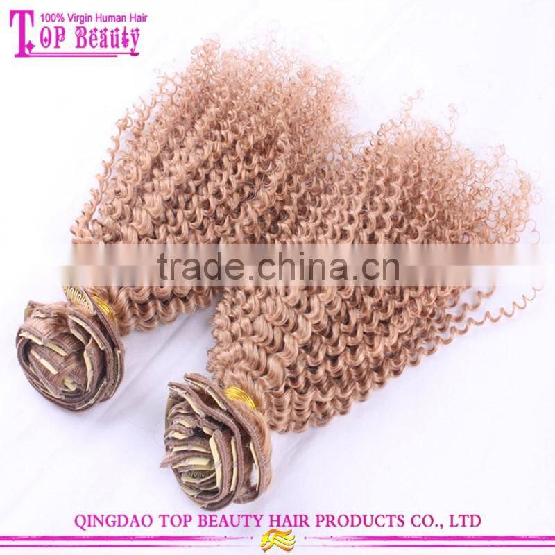 2016 Most popular 100% 8 inch clip-in human hair extensions human curly blonde clip in hair extensions for white women