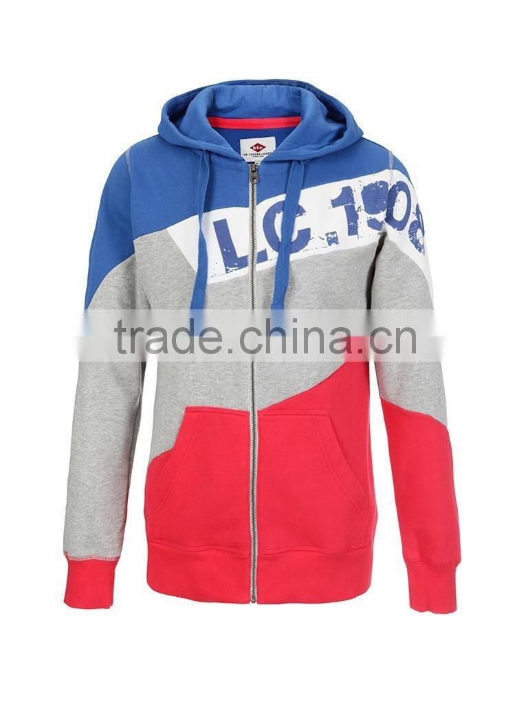Contrast color Hoodie Full zip hoodie pocket Hoodie no hood