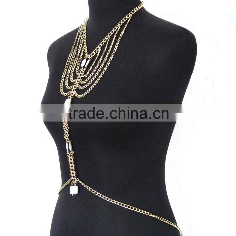 Multilayer shell tassel body chain body jewelry