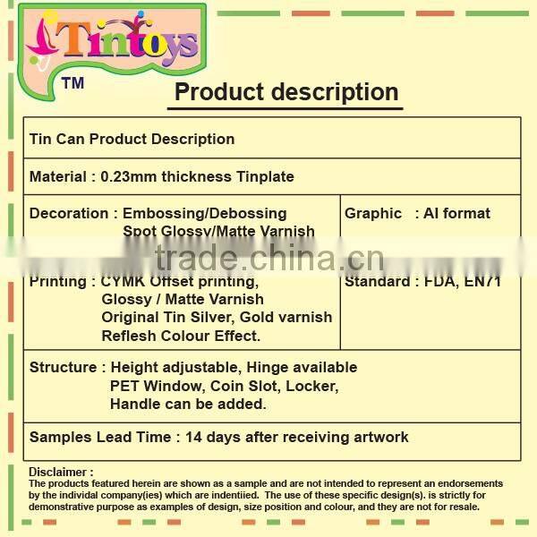 gift storage canister food tin can chocolate tray lid square tin box