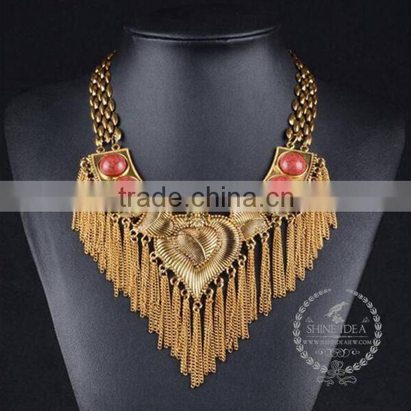 high quality vintage style chunky statement necklace tin alloy fashion women pendant necklace 6390137