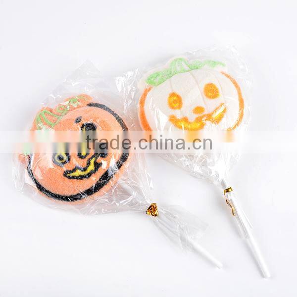 Marshmallow type halloween candy with pumpkin shape