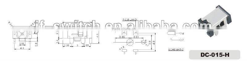 pcb 3.5mm dc jack connector dc-015-h for SMT,mini dc jack connector socket,FEMALE JACK CONNECTOR