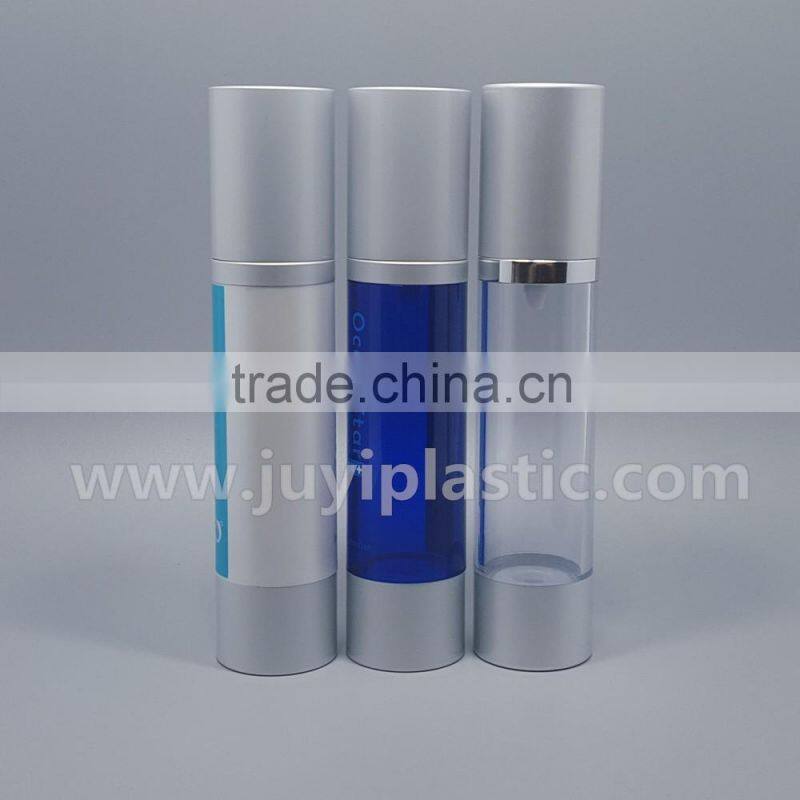 50ml silver airless cream bottle 30ml good design gold/silver/blue airless perfume bottle matt white color cosemtic bottle