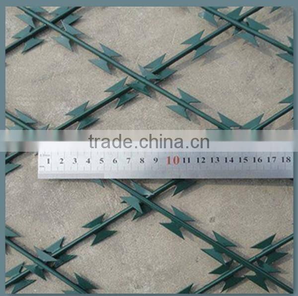 China metal enclosure grills high security square hole razor mesh panels road field fence wire dividers with sharp razor