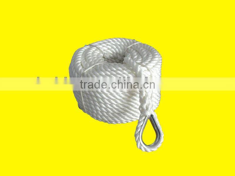 Super quality Twisted Polyester Anchor line with steel thimble one end