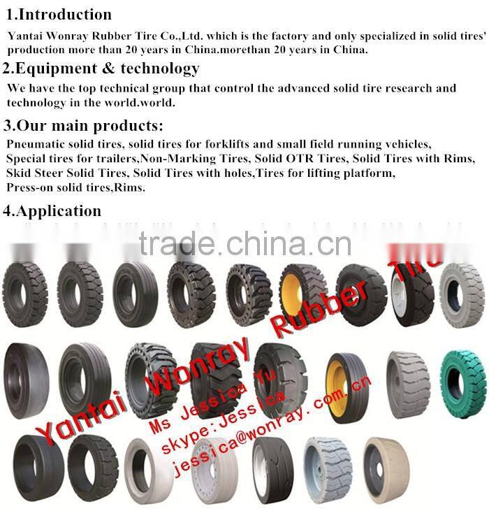china supplier solid rubber 355/65-15 forklift tire for forklift