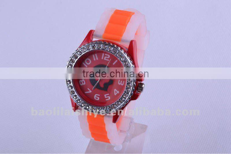 Geneva silicone watch women with diamonds