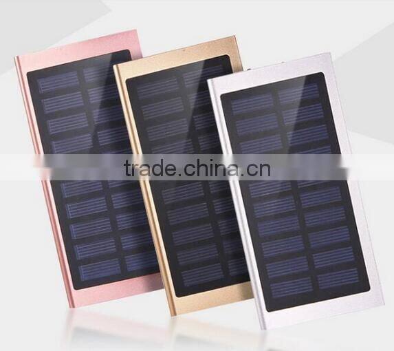 20000 mah extrathin solar Charger Aluminum External Battery Backup Ultra Thin Solar Power bank