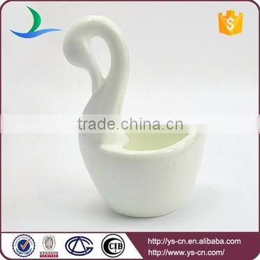 Elegant white swan shape porcelain kichen tools spoon container
