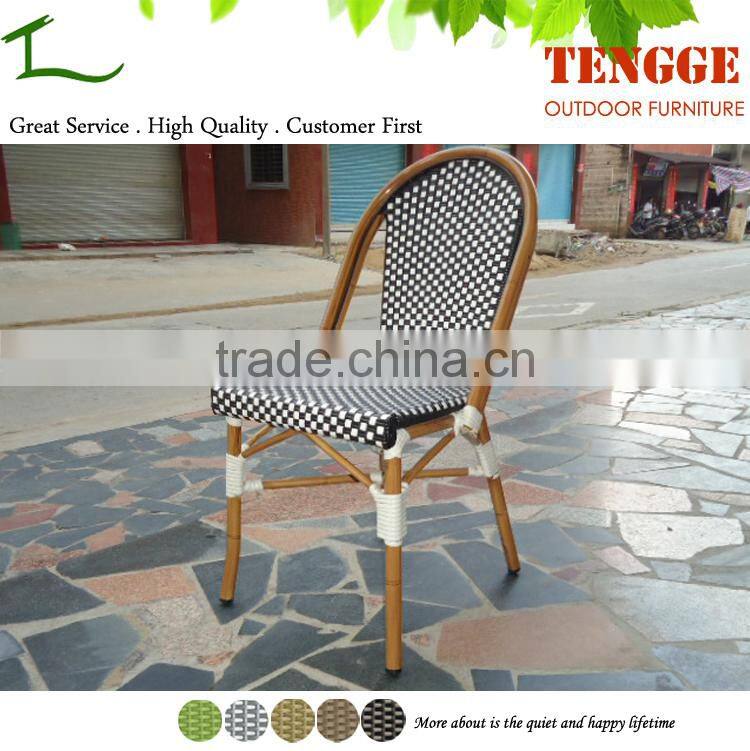 TG15-0160 Antique style furniture bamboo look woven rattan french bistro chairs