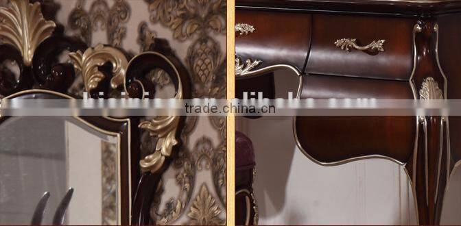 High Quality Dessing Table and Chair, Exquisite Wood Carving Dresser with Mirror, Bedroom Furniture Dressing Table (BF01-ML034)