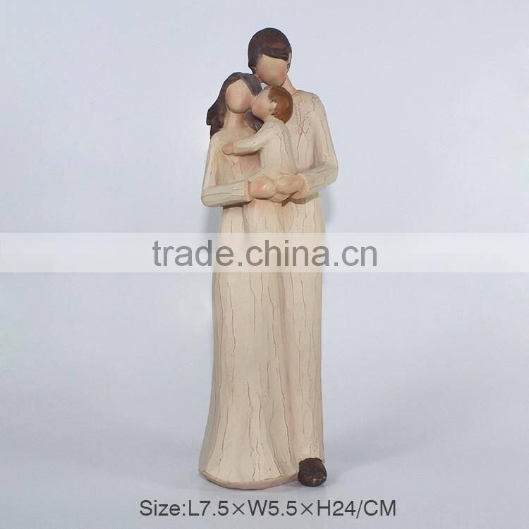 Wood imitation polyresin family figurine