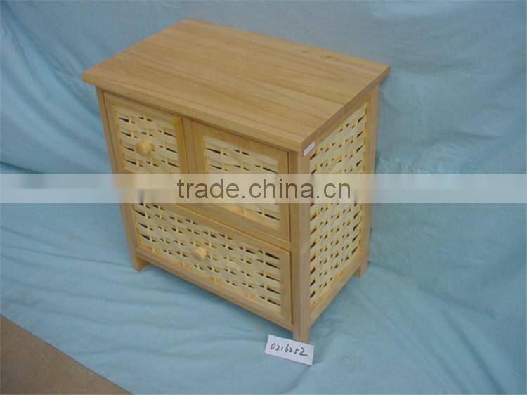 Custom high quality wicker basket drawers wooden storage cabinet