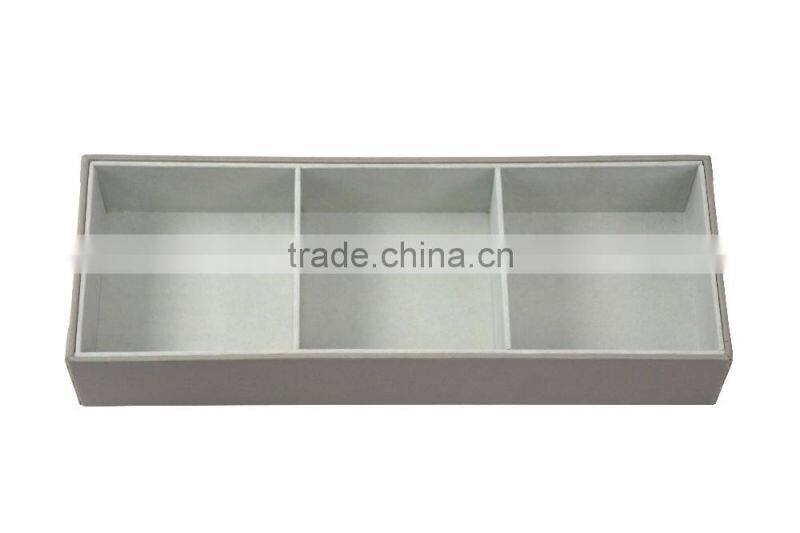 Faux Leather International 3-Compartment Organizer Tray, Drawer Organizer