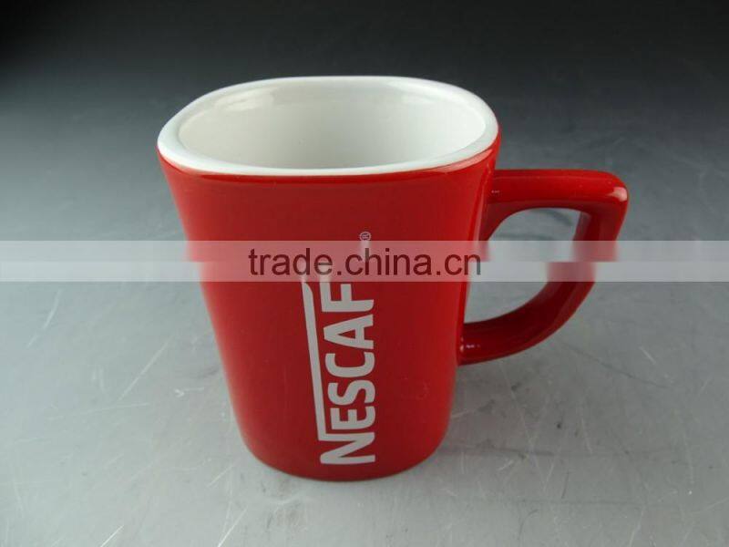 Wholesale porcelain Red mug nescafe,cheap nescafe coffee mug, nescafe cups