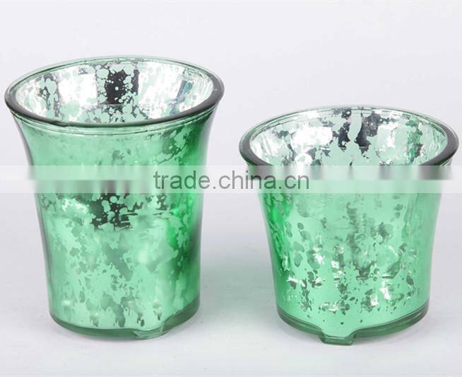 decorative glass flower pot with painting