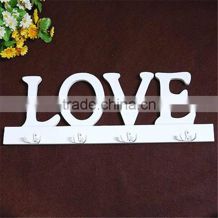 White LOVE letters modern clothes hangers coa track coat hook hanging wall hanging wooden letter wall hook
