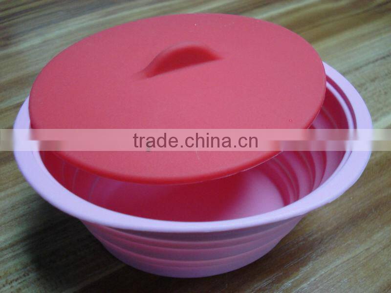 2014 new style promotional silicone foldable bowl with lid