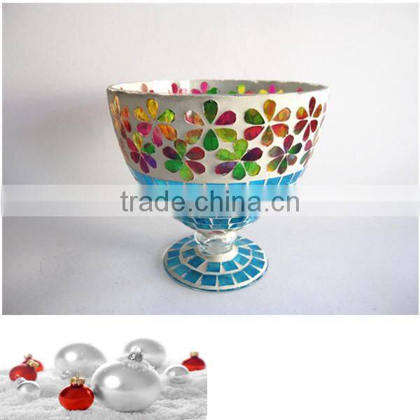 Hand Blown Flower Pattern Cobalt Blue Colored Vase