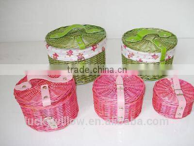 portable handmade natural rattan cosmetic storage basket/makeup storage