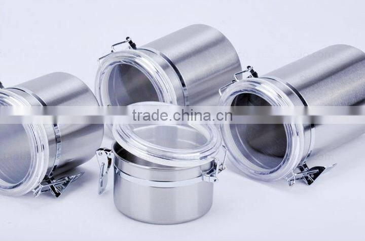 High quality 4pcs different size stainless steel seal pot with visible lid