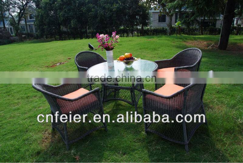 FEIER A6001CH 4 Seats Wicker Outdoor Chair Rattan Table and Chair Set