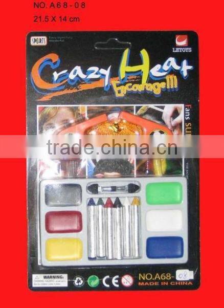 certificate approved fans safe multi-color round face paint with brush, customized football fans safety face paint with brush