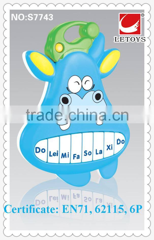 2015 hot sale electronic educational musical instrument lovely hippo shape keyboard for kids/keyboard learning machine toys
