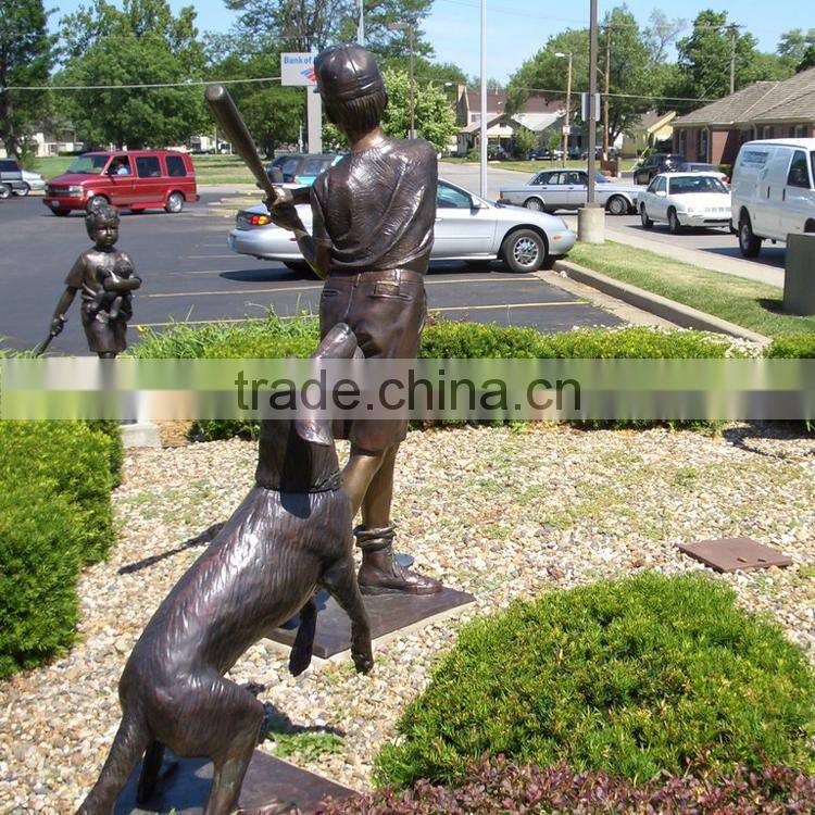 bronze foundry lost casting wax baseball boy statue for home decor