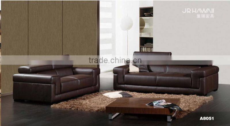 JR8051 Voage Modern Luxury Italy retro brown Genuine full leather italian style living room 1+2+3 sectional sofa set