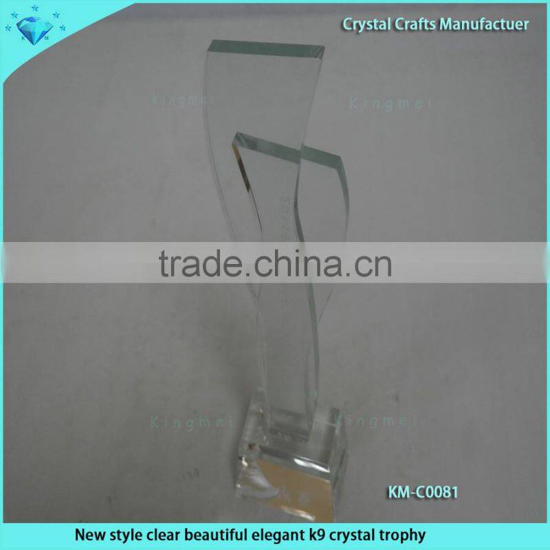 New style clear beautiful elegant k9 crystal trophy